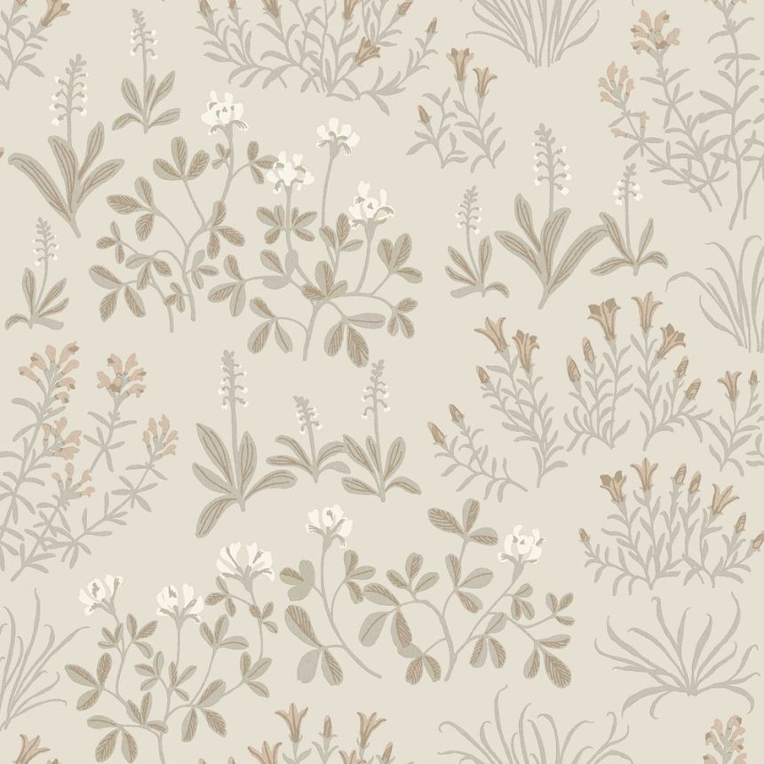 Tapete, beige-grau, Blumen, 5805, Nordic Folk, Borastapeter
