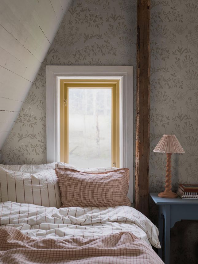 Tapete, beige-grau, Blumen, 5805, Nordic Folk, Borastapeter