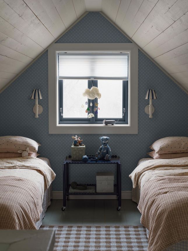 Tapete, blau, Blumen, 5808, Nordic Folk, Borastapeter