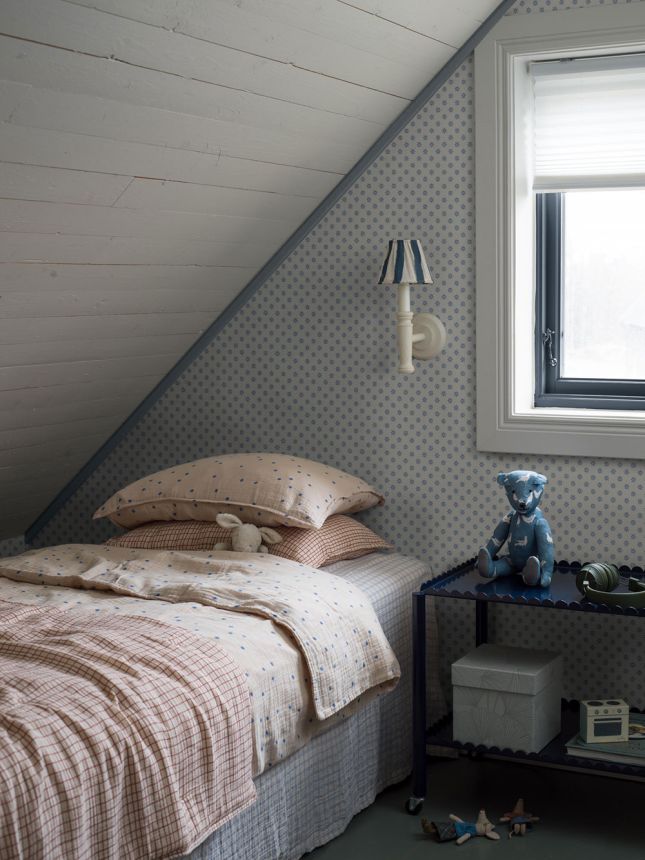 Tapete, weiß-blau, Blumen, 5810, Nordic Folk, Borastapeter