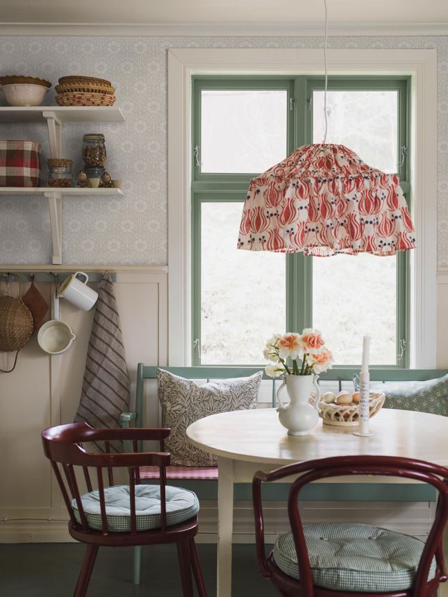 Tapete, grau-weiß, Blumen, 5815, Nordic Folk, Borastapeter