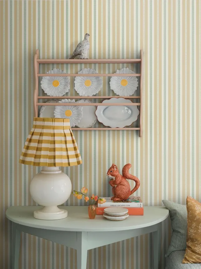 Tapete, gelb-grün, Streifen, 5816, Nordic Folk, Borastapeter