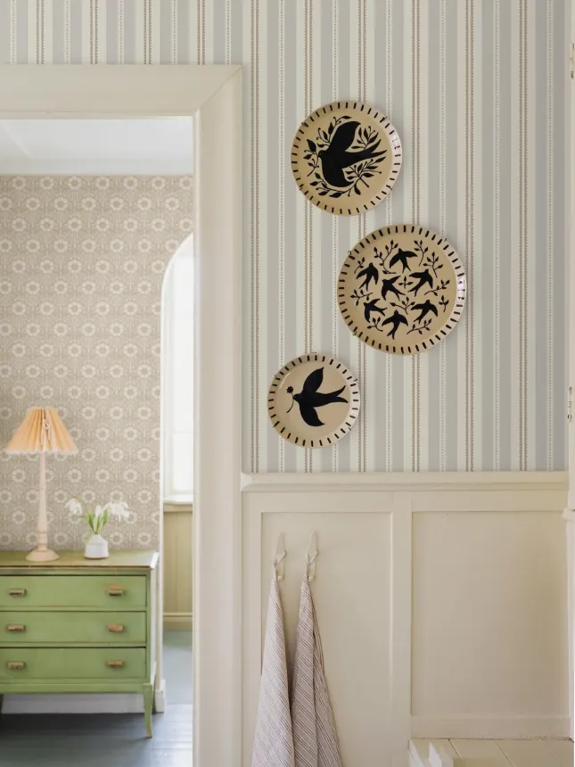 Tapete, grau-braun, Streifen, 5818, Nordic Folk, Borastapeter