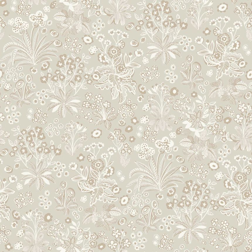 Tapete, beige-grau, Blumen, 5827, Nordic Folk, Borastapeter