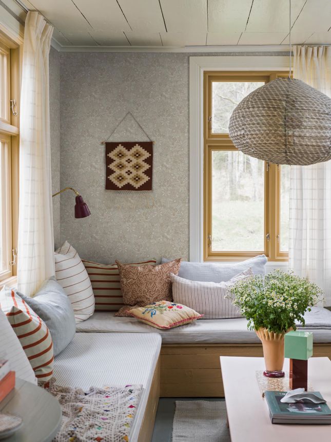 Tapete, beige-grau, Blumen, 5827, Nordic Folk, Borastapeter