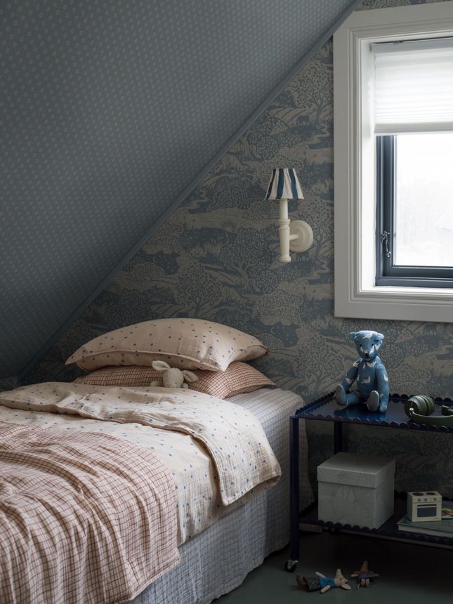 Tapete, blau-grau, Landschaft, 5828, Nordic Folk, Borastapeter