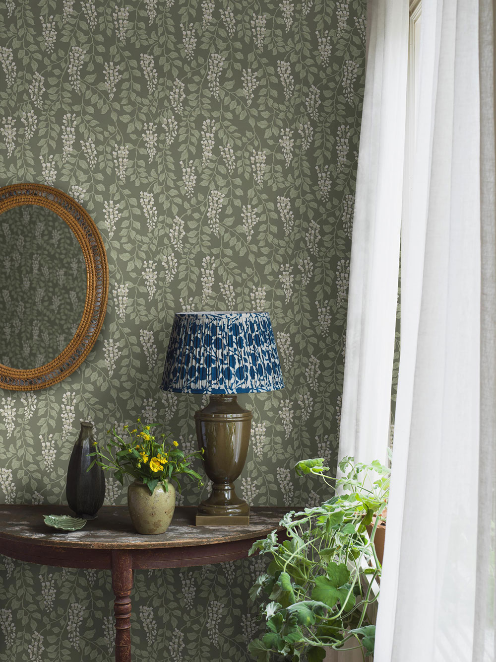 Tapete, grün, Glyzinienblüten, 5710, Orangeri, Boråstapeter