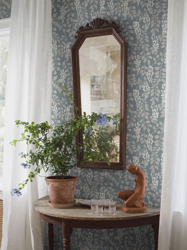 Tapete, blau, Glyzinienblüten, 5711, Orangeri, Boråstapeter