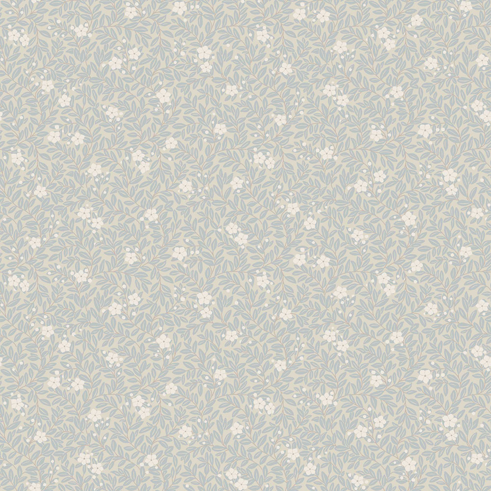 Tapete, blau, Blumen, Blätter, 5714, Orangeri, Boråstapeter