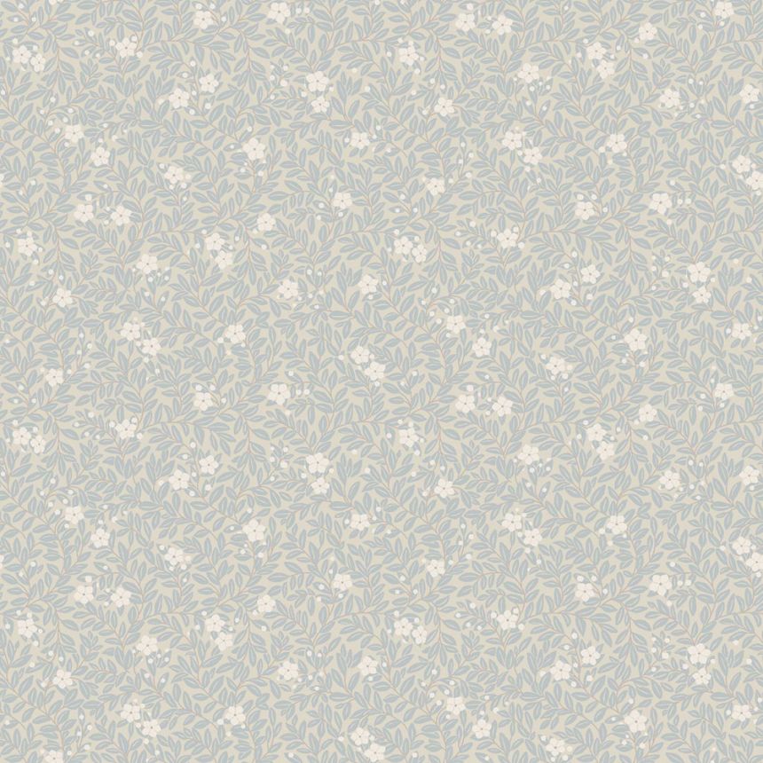 Tapete, blau, Blumen, Blätter, 5714, Orangeri, Boråstapeter