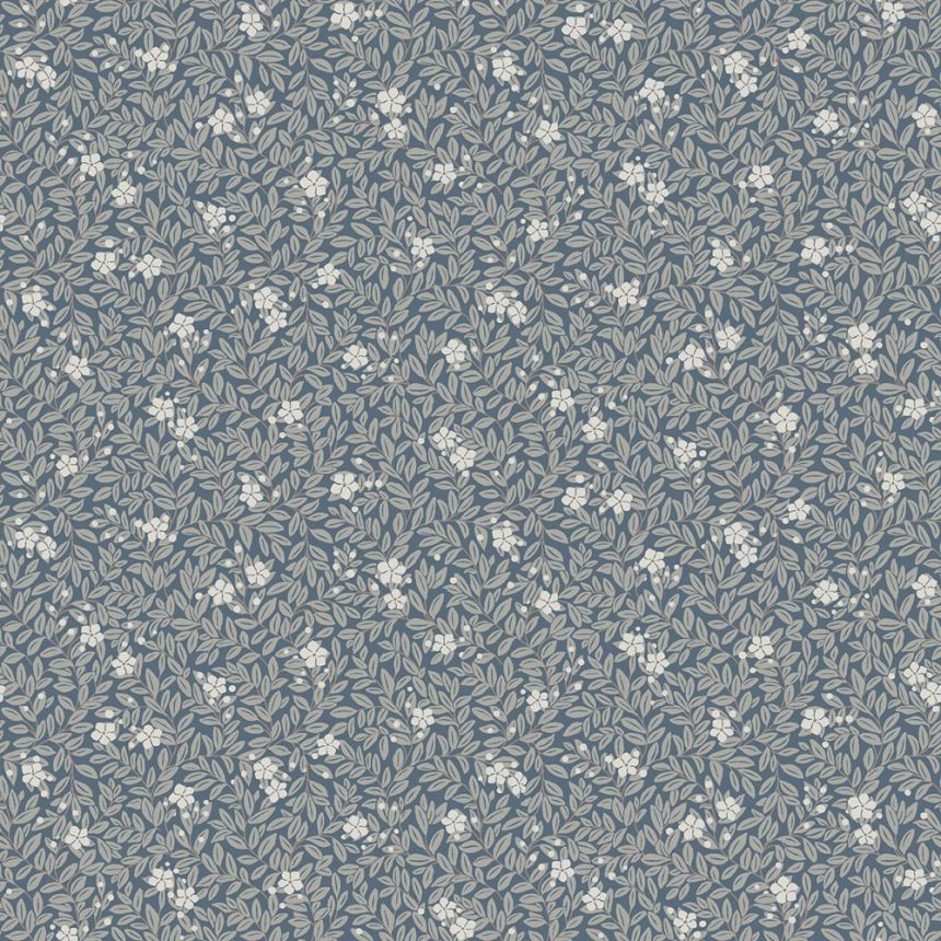 Tapete, blau, Blumen, Blätter, 5717, Orangeri, Boråstapeter