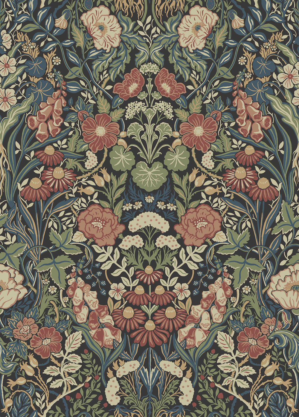 Tapete, schwarz, Blumen, 5722, Orangeri, Boråstapeter