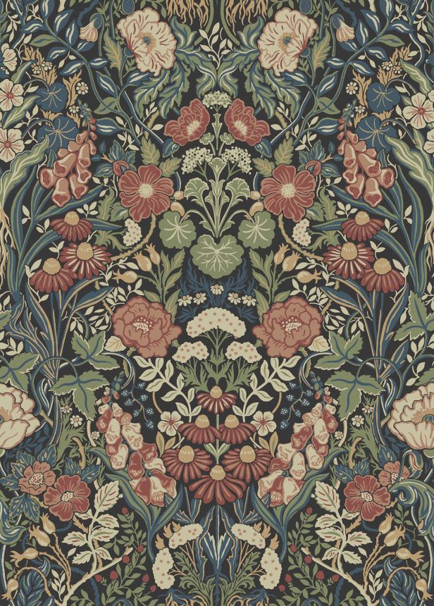 Tapete, schwarz, Blumen, 5722, Orangeri, Boråstapeter