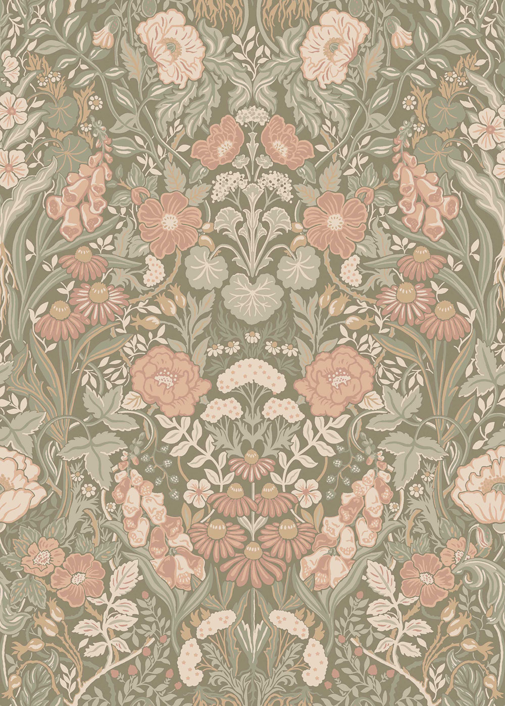 Tapete, khaki, Blumen, 5723, Orangeri, Boråstapeter