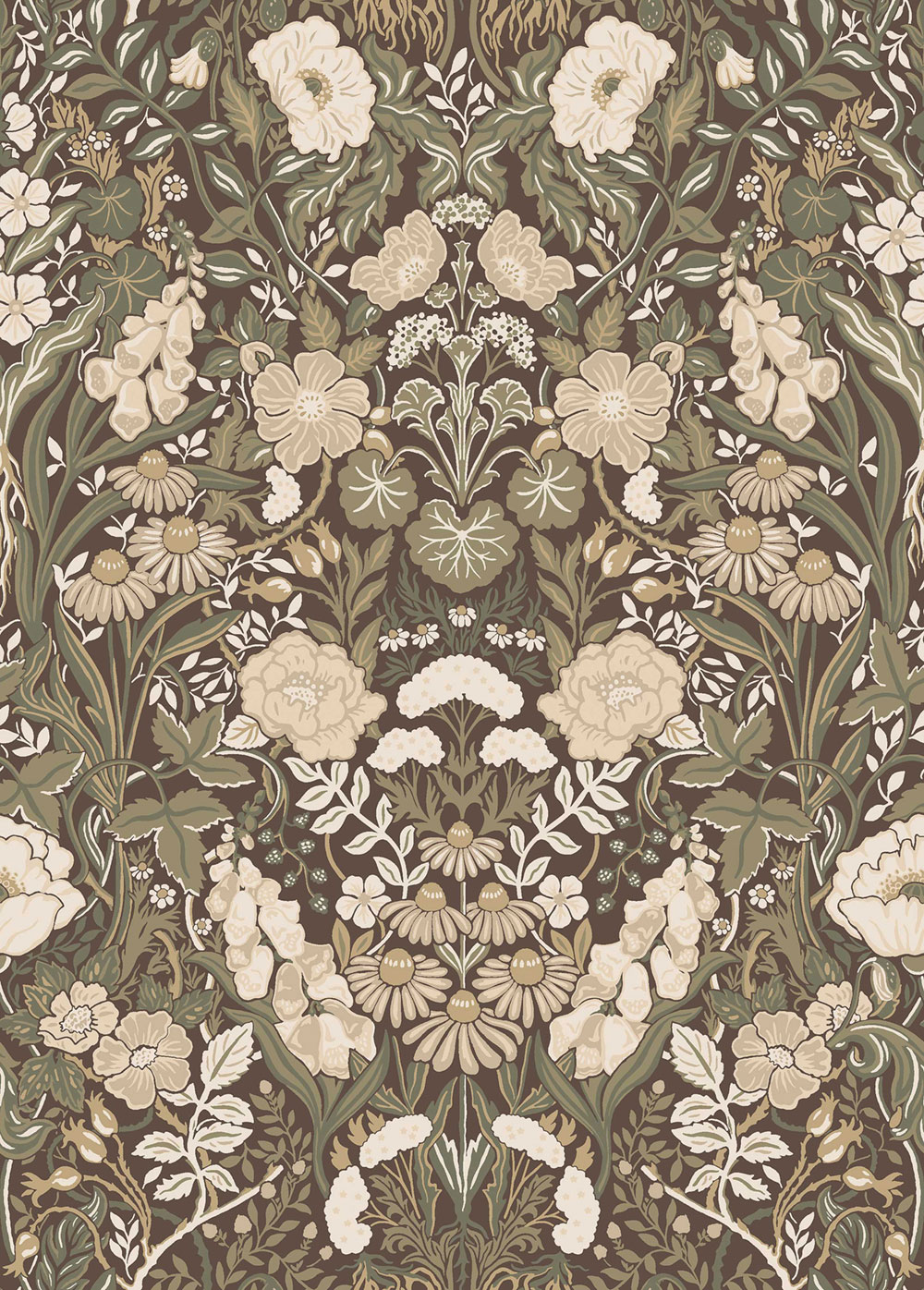Tapete, braun, Blumen, 5725, Orangeri, Boråstapeter