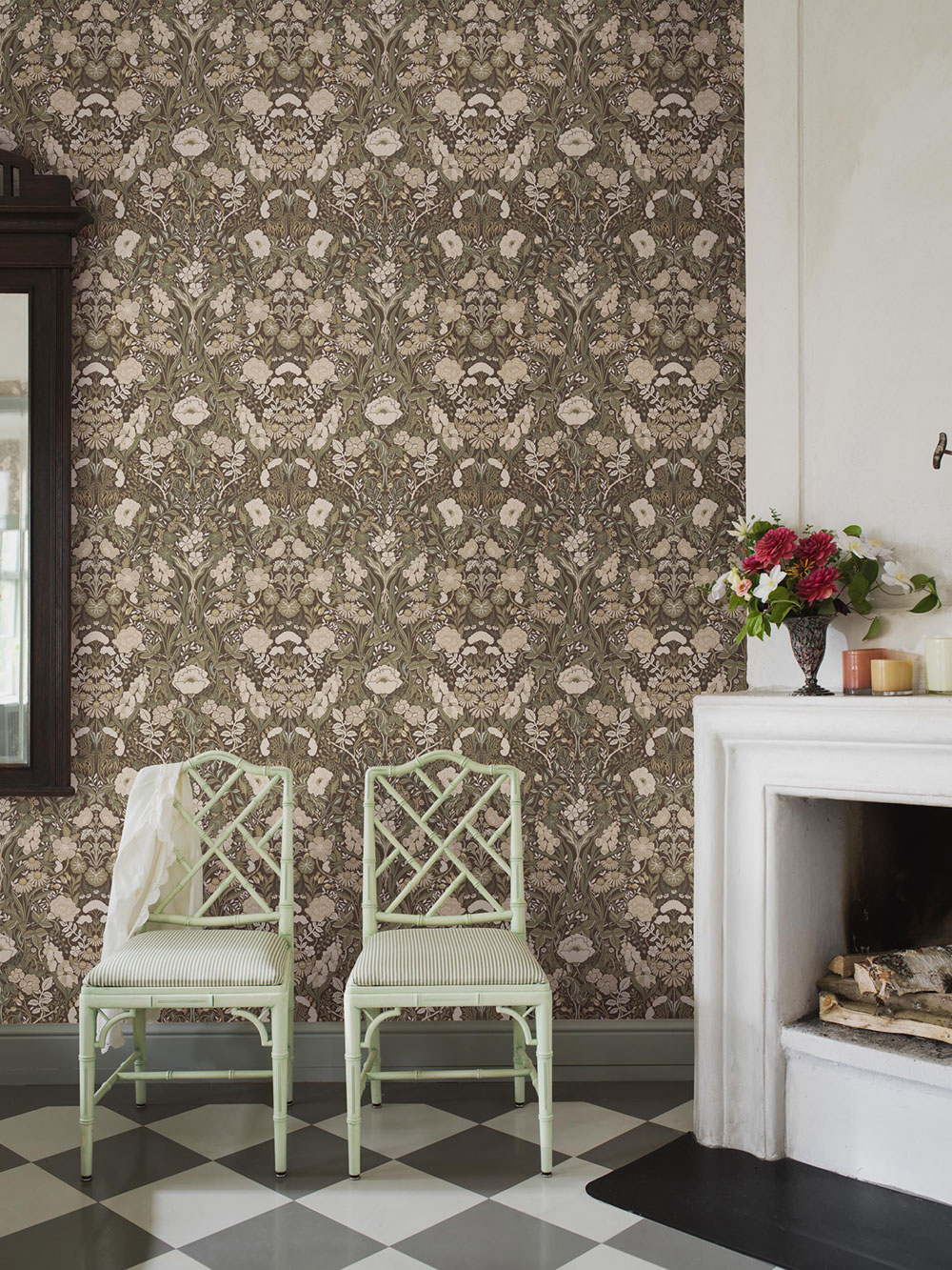 Tapete, braun, Blumen, 5725, Orangeri, Boråstapeter