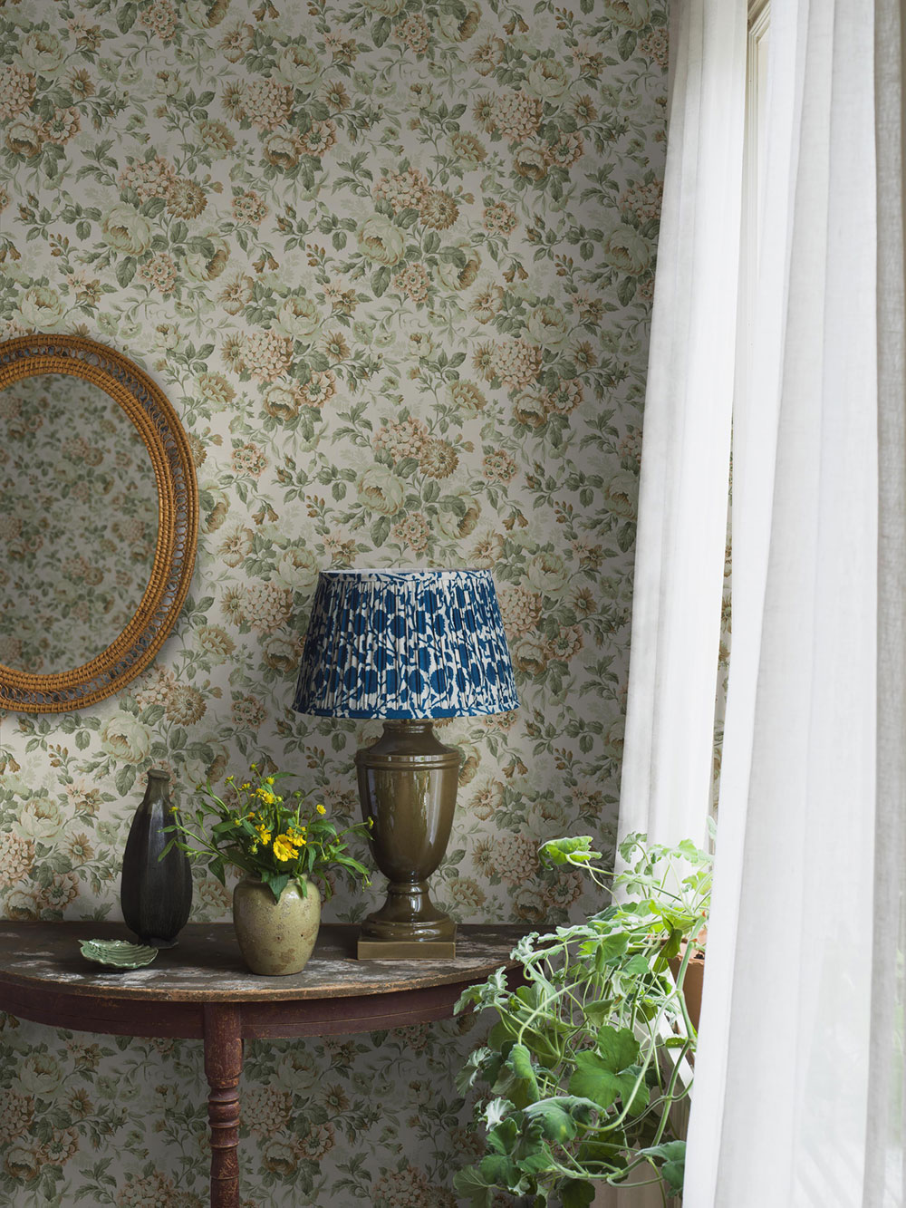 Tapete, beige, Blumen, 5727, Orangeri, Boråstapeter