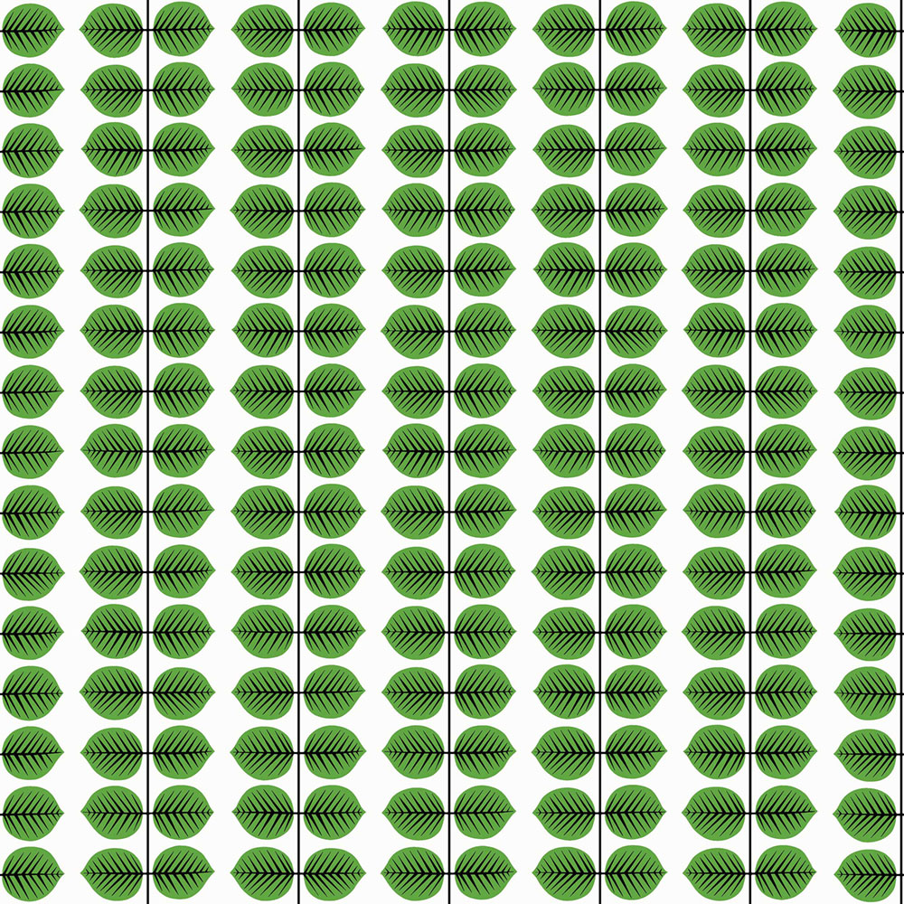 Weiß-grüne Tapete, Blätter, 1750, Icons, Borastapeter