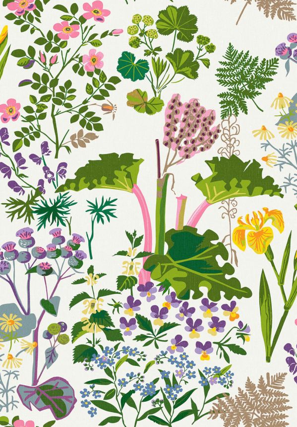 Weiße Tapete, Blumen, Blätter, 1792, Icons, Borastapeter