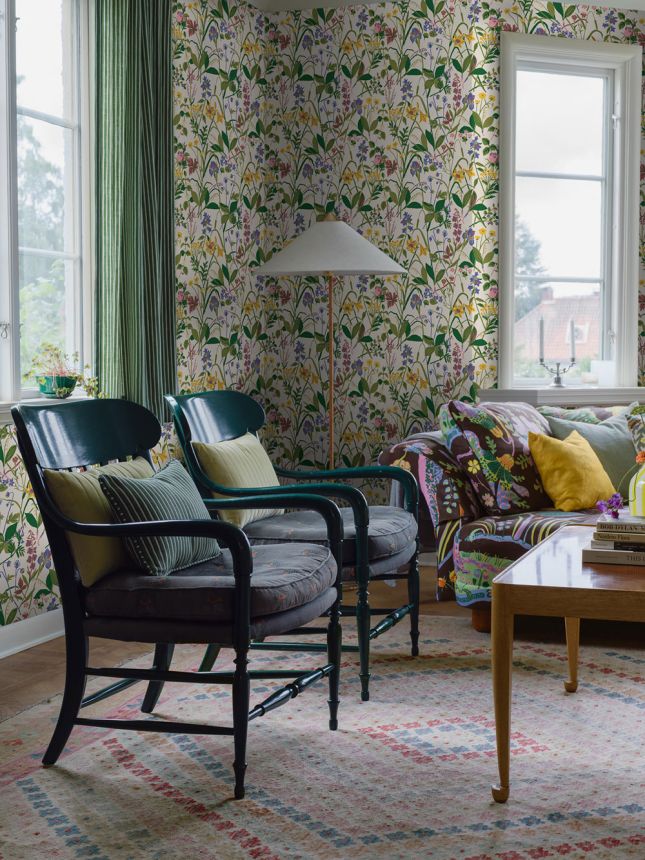 Weiße Tapete, Blumen, 1962, Icons, Borastapeter