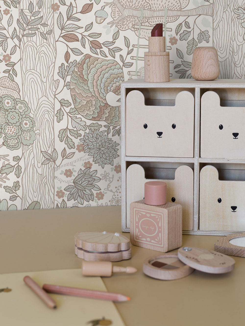 Kinderzimmer Tapete, cremefarben, Tiere, 6291, Icons, Borastapeter