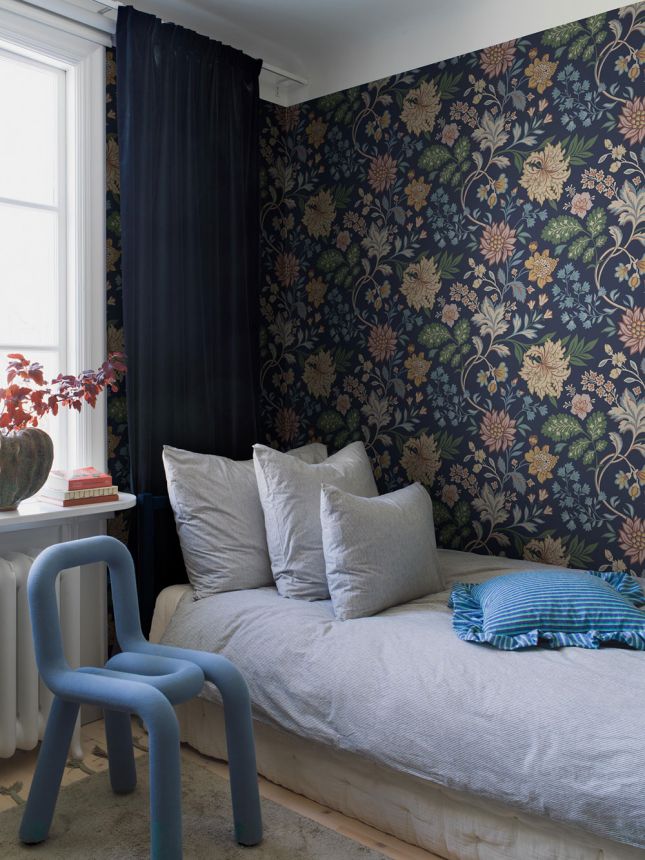 Blaue Tapete, Blumen, 2008, Icons, Borastapeter