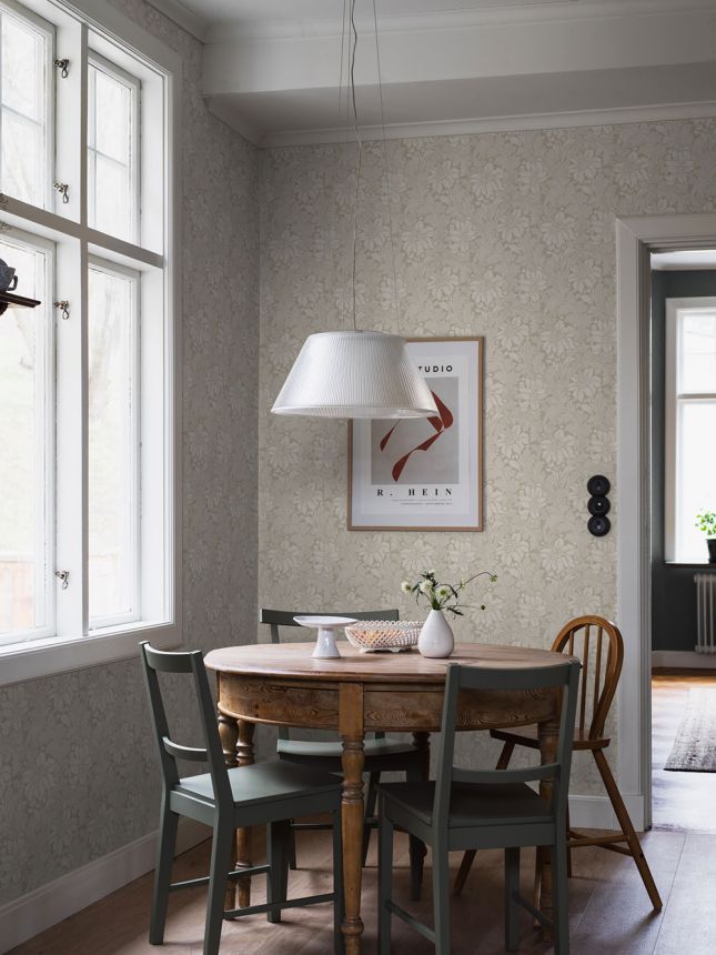 Beige Tapete, Blumen, 2011, Icons, Borastapeter