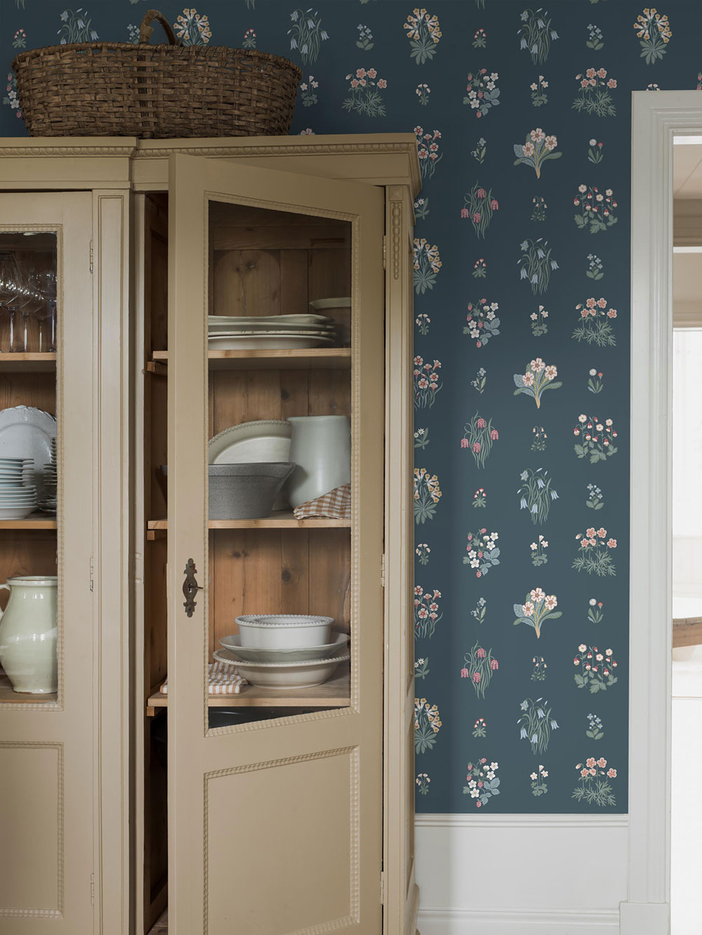 Tapete, blau, Blumen, 6952, Osterlen, Borastapeter