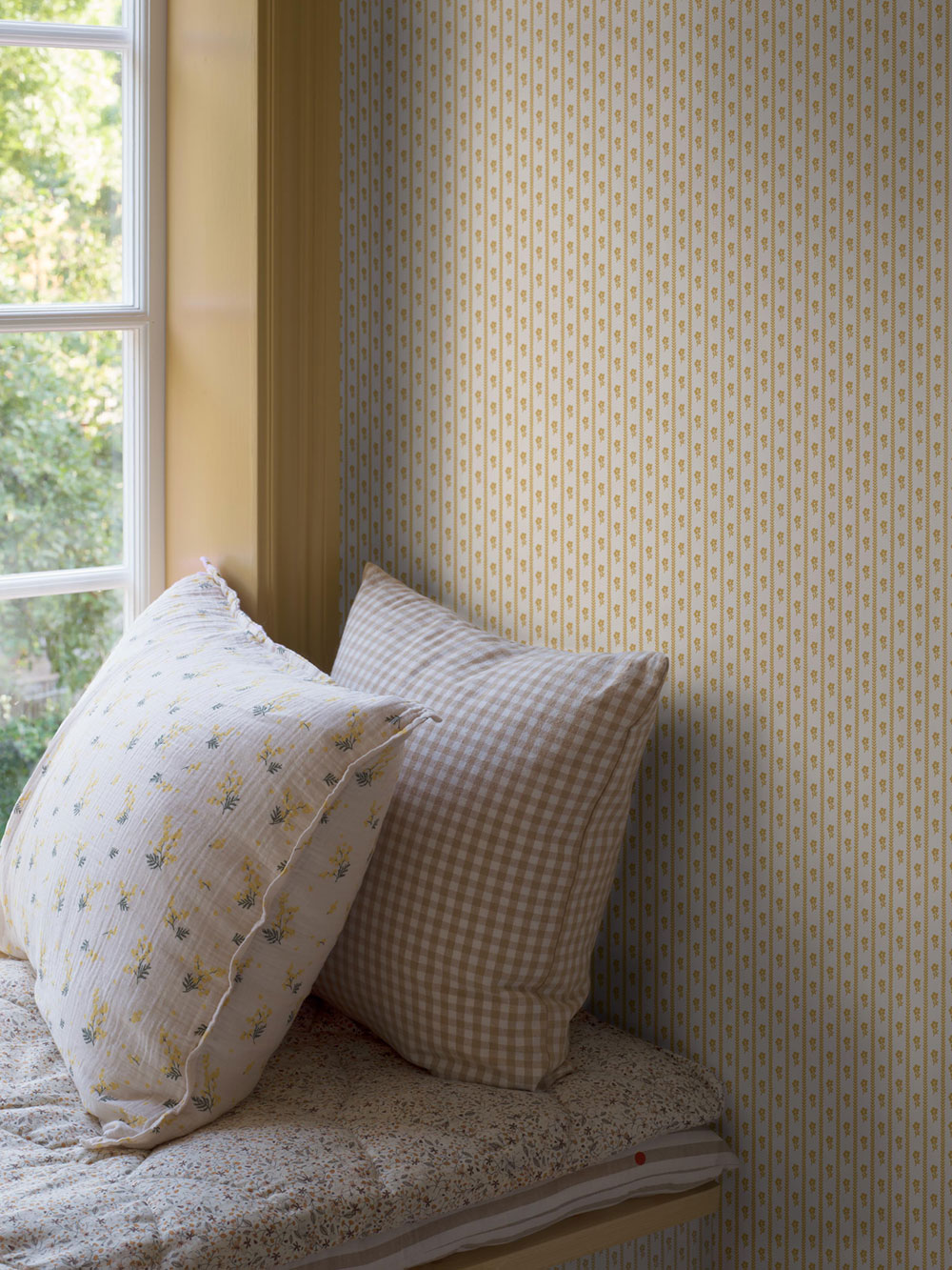 Tapete, gelb, Blumen, Streifen, 6953, Osterlen, Borastapeter