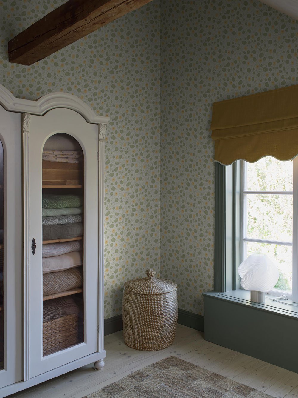 Tapete, weiß, Blumen, Blätter, 6975, Osterlen, Borastapeter