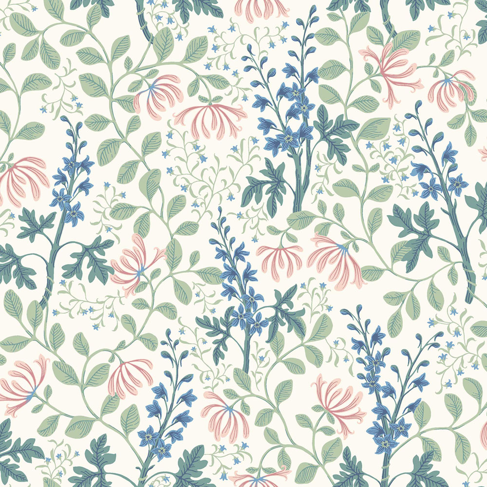 Tapete, weiß, Blumen, Blätter, 6984, Osterlen, Borastapeter