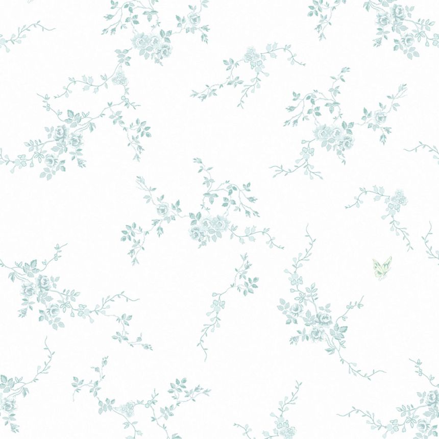 Tapete, blau-grün, Blumen, 125108, Shabby Chic by Rachel Ashwell