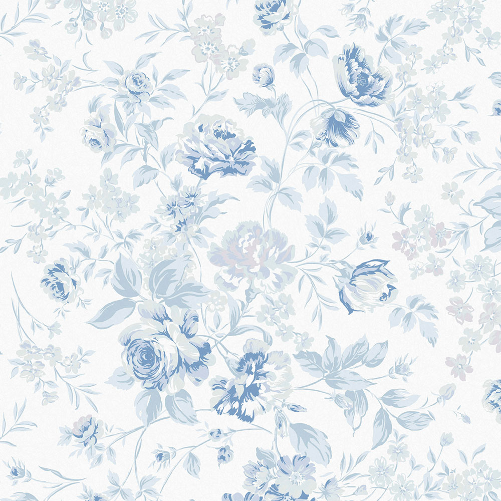 Tapete, blau, Blumen, 125109, Shabby Chic by Rachel Ashwell