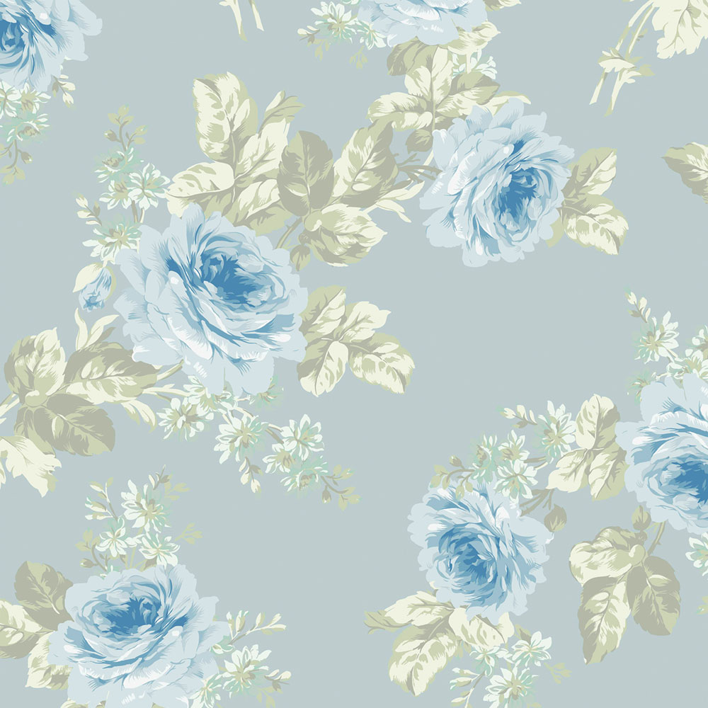 Tapete, blau-grün, Blumen, 125112, Shabby Chic by Rachel Ashwell