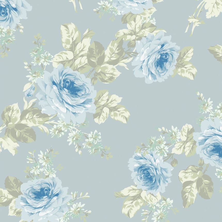 Tapete, blau-grün, Blumen, 125112, Shabby Chic by Rachel Ashwell