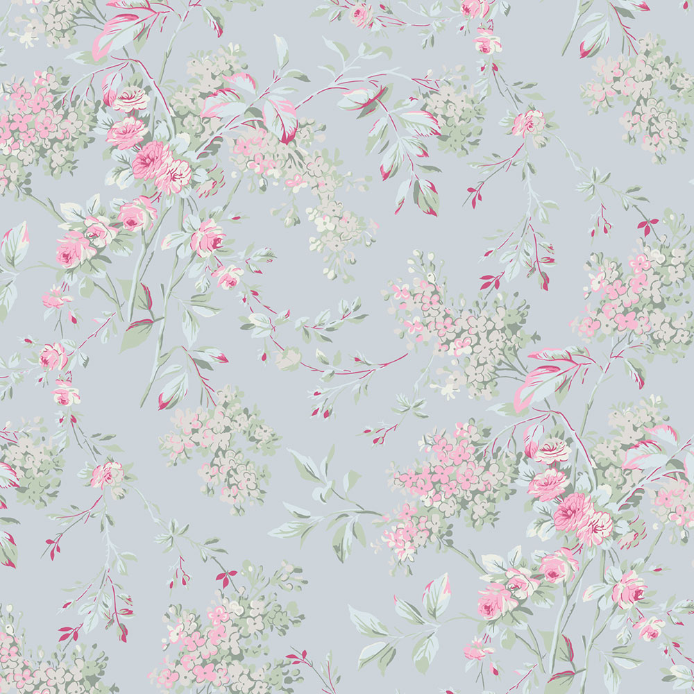 Tapete, blau, Blumen, 125123, Shabby Chic by Rachel Ashwell