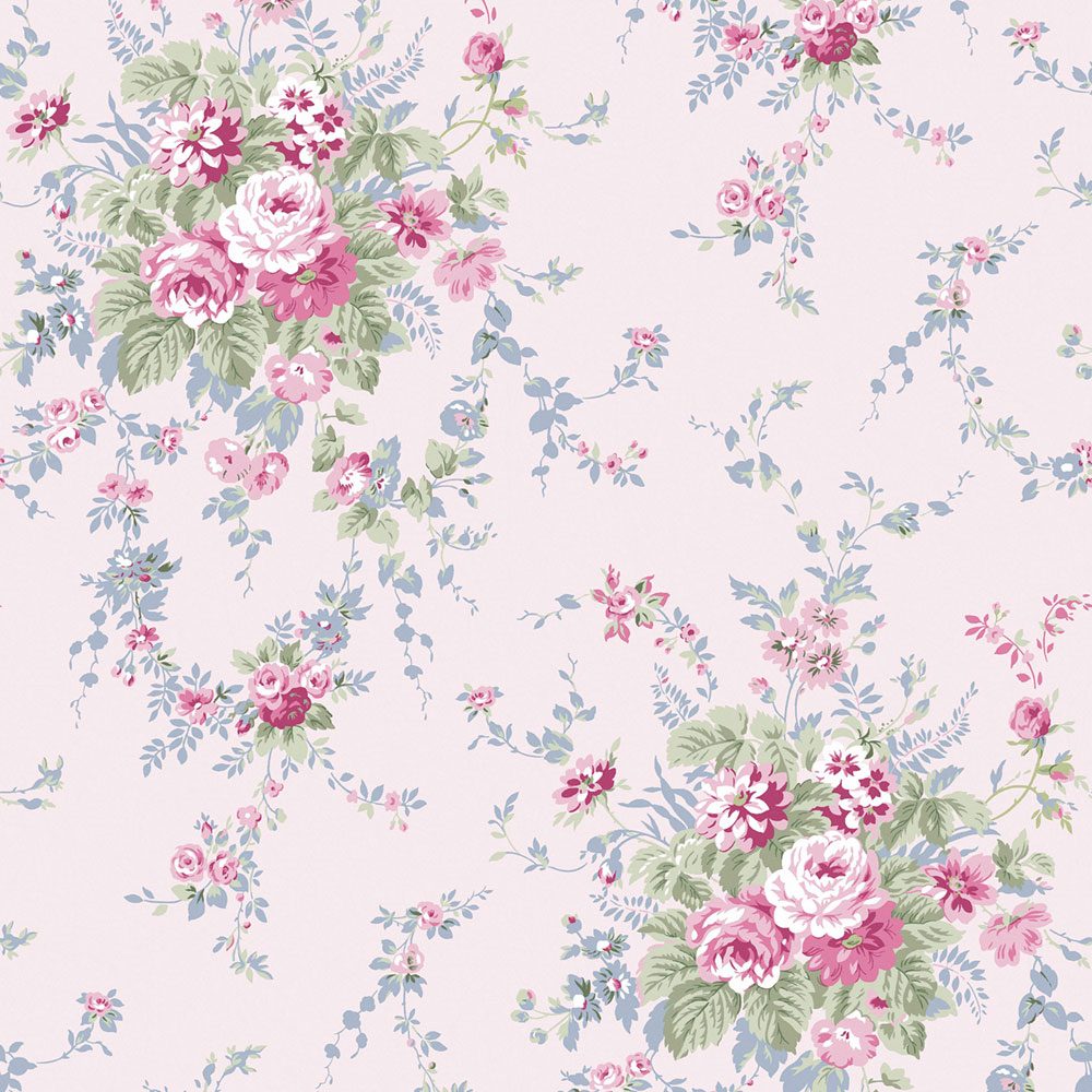 Tapete, rosa, Blumen, 125127, Shabby Chic by Rachel Ashwell