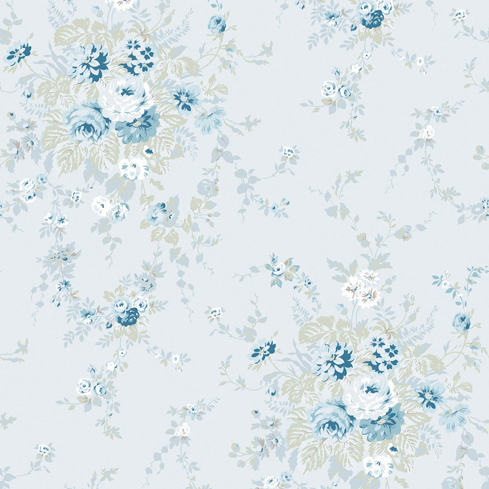 Tapete, blau, Blumen, 125128, Shabby Chic by Rachel Ashwell