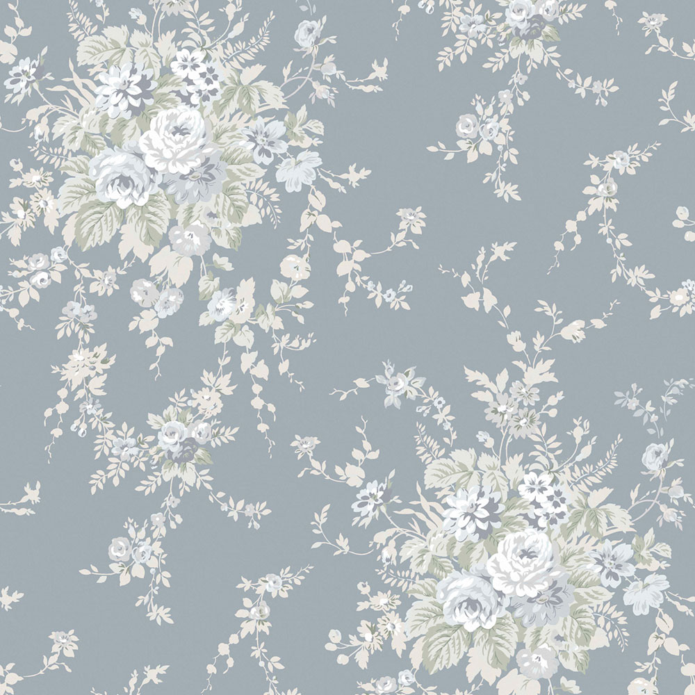 Tapete, grau, Blumen, 125129, Shabby Chic by Rachel Ashwell