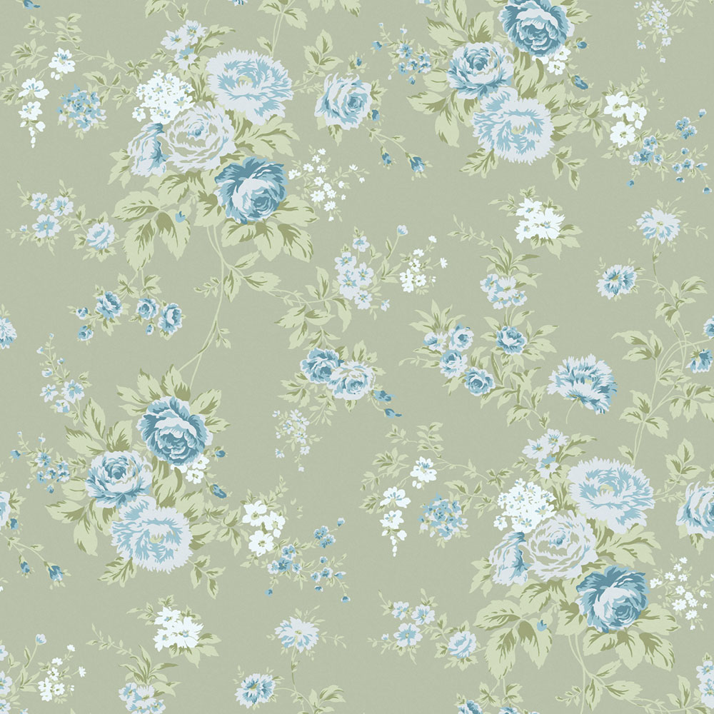 Tapete, grün, Blumen, 125131, Shabby Chic by Rachel Ashwell