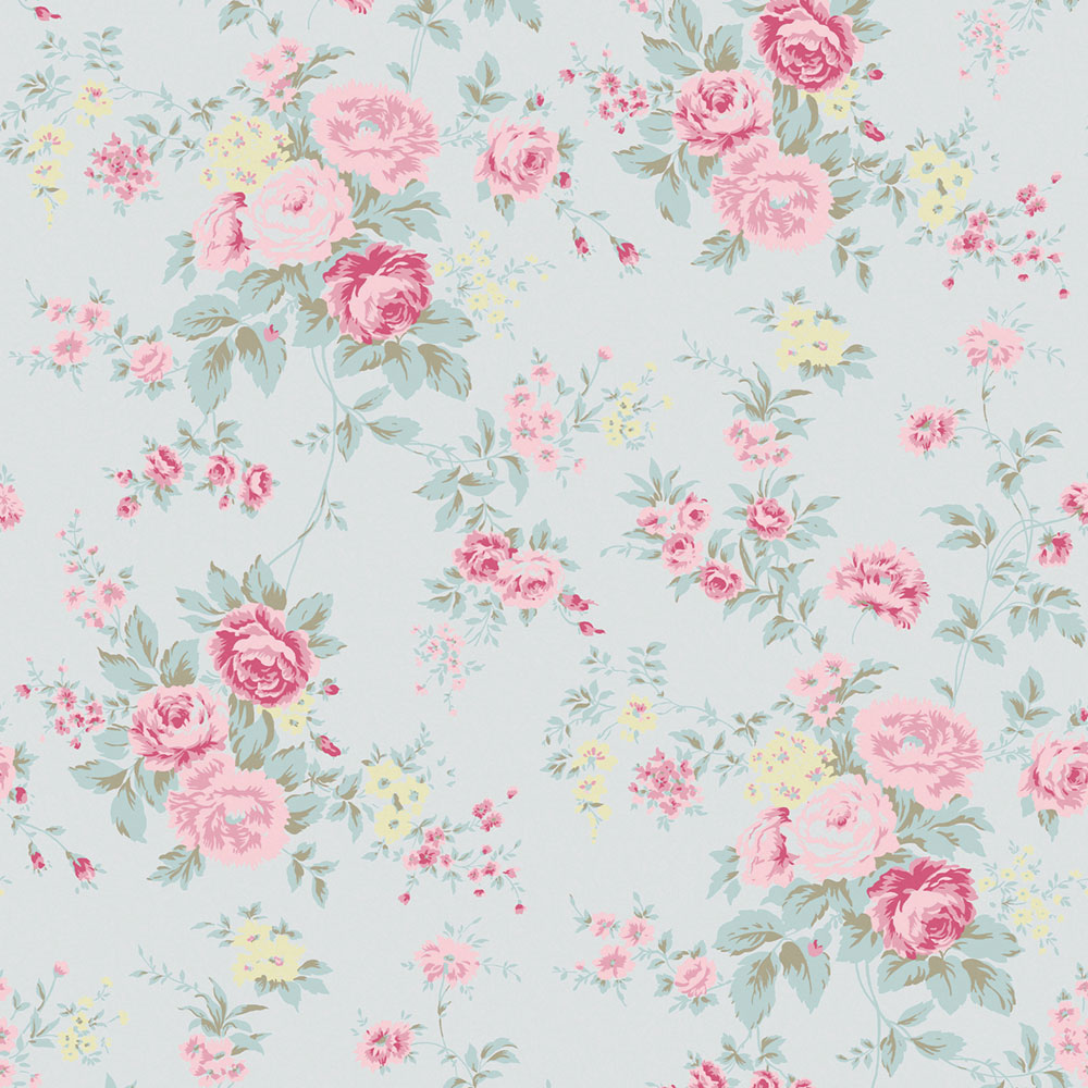 Tapete, blau, Blumen, 125133, Shabby Chic by Rachel Ashwell