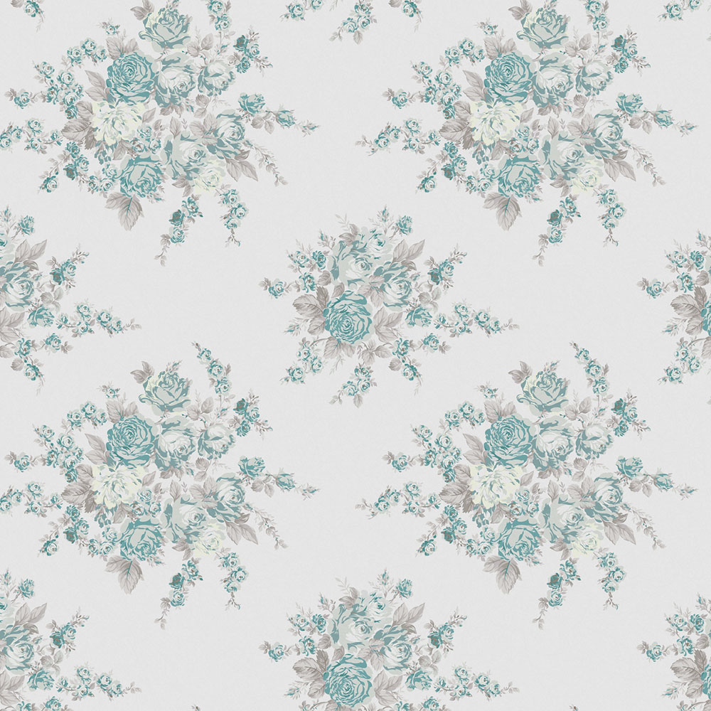 Tapete, grau-grün, Blumen, 125134, Shabby Chic by Rachel Ashwell