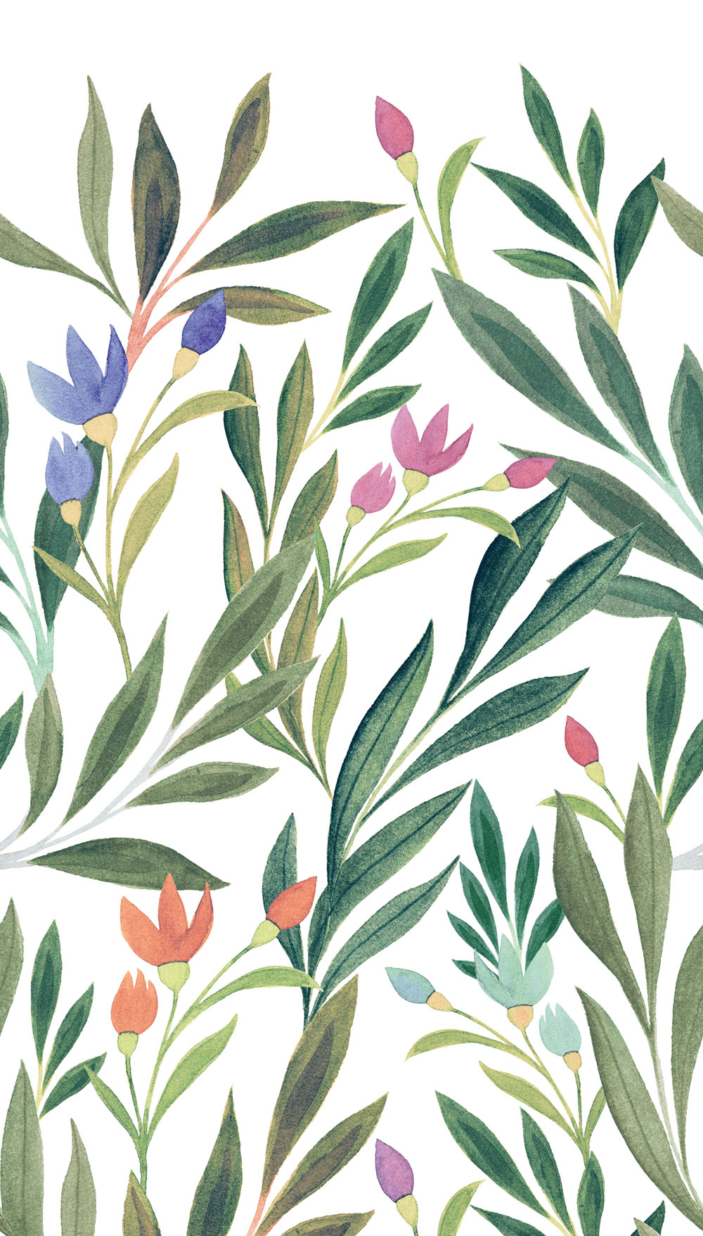 Fototapete, Blumen, Blätter, A72801, One roll, one motif 2, Grandeco