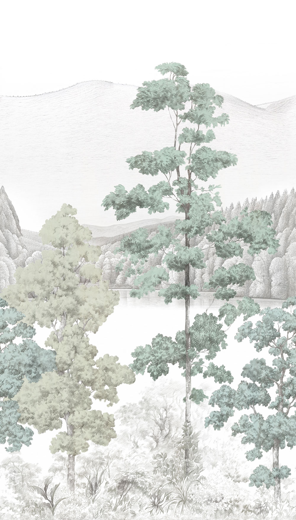 Fototapete, Berglandschaft, Bäume, A73701, One roll, one motif 2, Grandeco