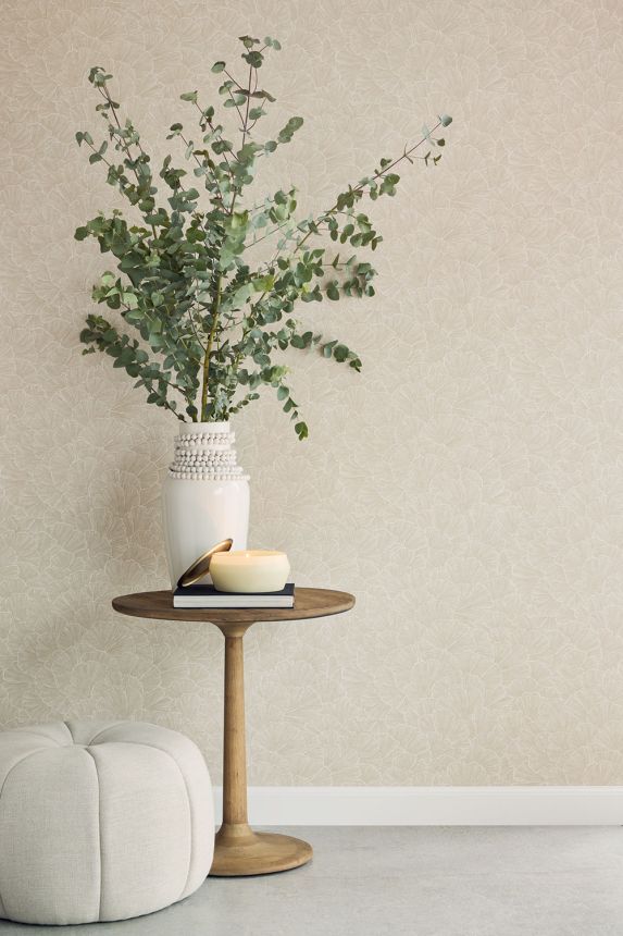 Tapete, grau-beige, Ginkgoblätter, 350521, Riviera Maison, Eijffinger