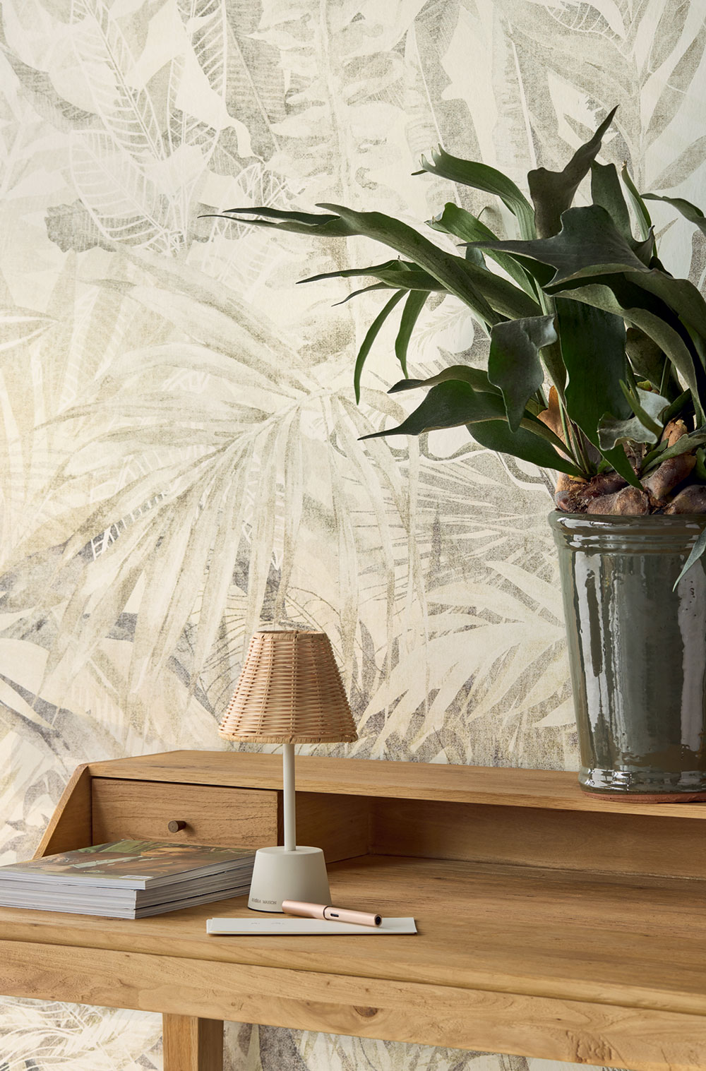 Fototapete, beige, Blätter, 350703, Riviera Maison, Eijffinger