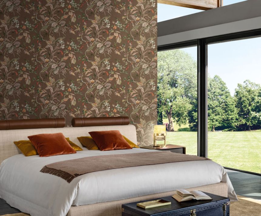 Luxustapete, braun, Blumen, Blätter, Z30332, Casa 8, Trussardi