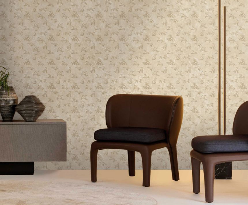 Luxustapete, grau-silber, Stoffoptik, Z30343, Casa 8, Trussardi