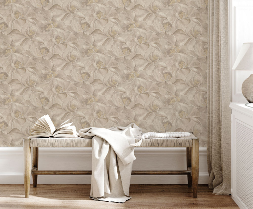 Luxustapete, braun-beige, Blumen, Z20121, Casa Chic, Zambaiti Parati