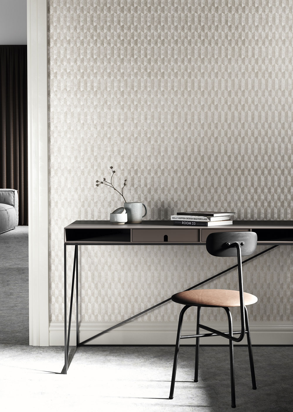 Tapete, grau-beige, geometrisch, ORB705, The Texture Book, Masureel